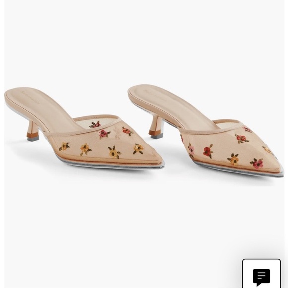 NWOB Reformation NUDE EMBROIDERED MESH MULE Size 8 - Picture 3 of 10